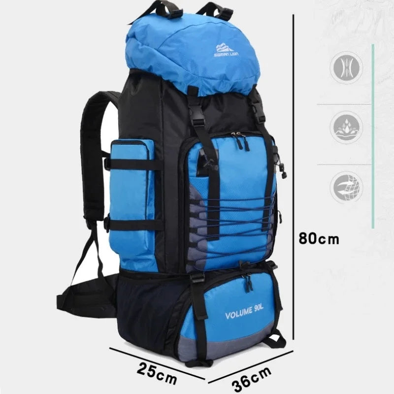 90L Travel Bag Camping Backpack Hiking Army Climbing Bag Trekking Mountaineering Mochila Large Capacity Sport Rucksack