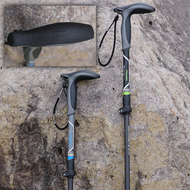 Elder T Handle Carbon Fiber Walking Sticks Tourism Cane Telescopic Trekking Nordic Walking Pole Hiking Crutches Bar Ultralight
