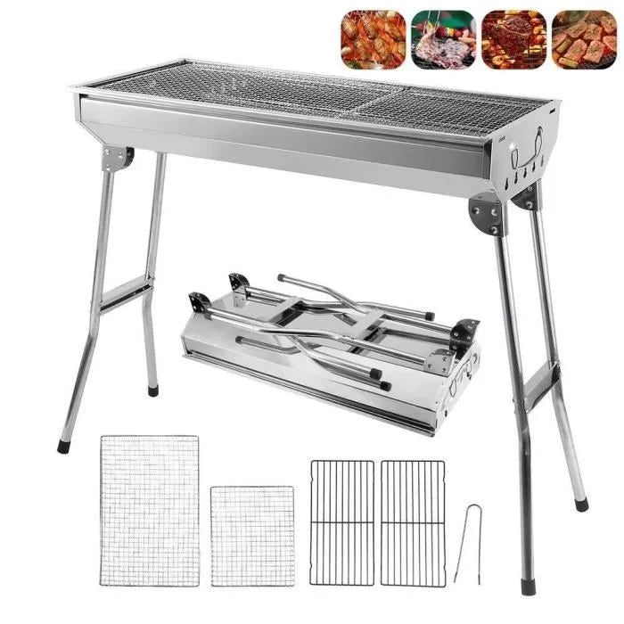 1PCS Non-stick BBQ Grill Portable Stainless Steel Surface Folding Barbecue Grill Outdoor Camping Picnic Tool Barbecue Stove HWC