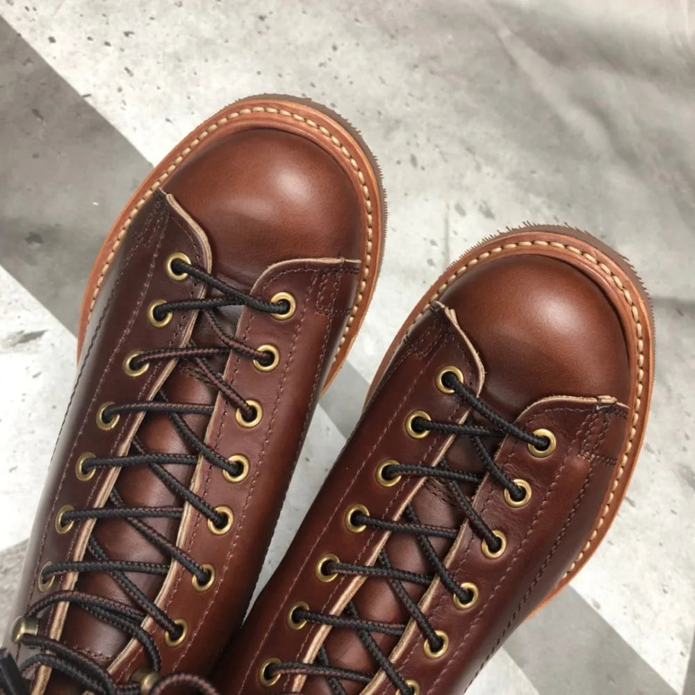 YQ2996 Rock Can Roll Size 35-49 Super Quality Genuine Italian Cow Leather Handmade Durable Goodyear Welted American Work Boots