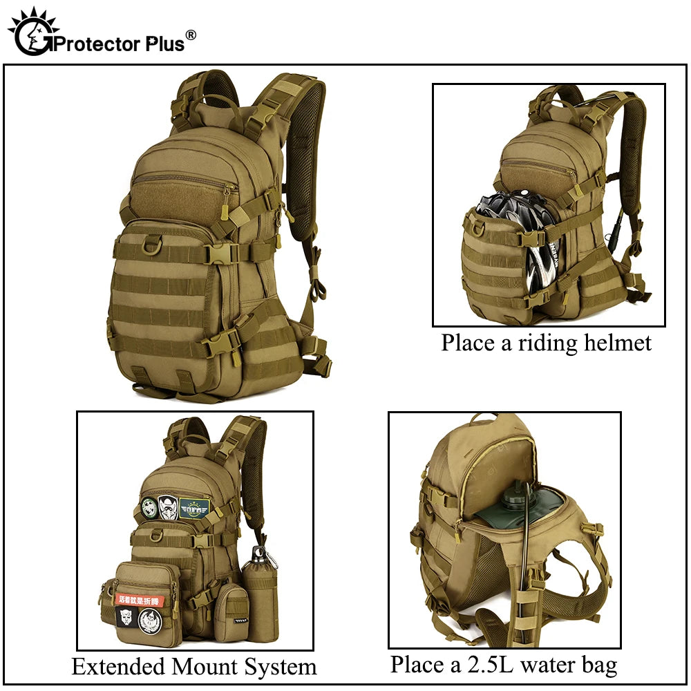 PROTECTOR PLUS Tactical Backpack 25L Riding Backpack Waterproof  High Quality Hiking Hunting Style Bag Small Rucksack