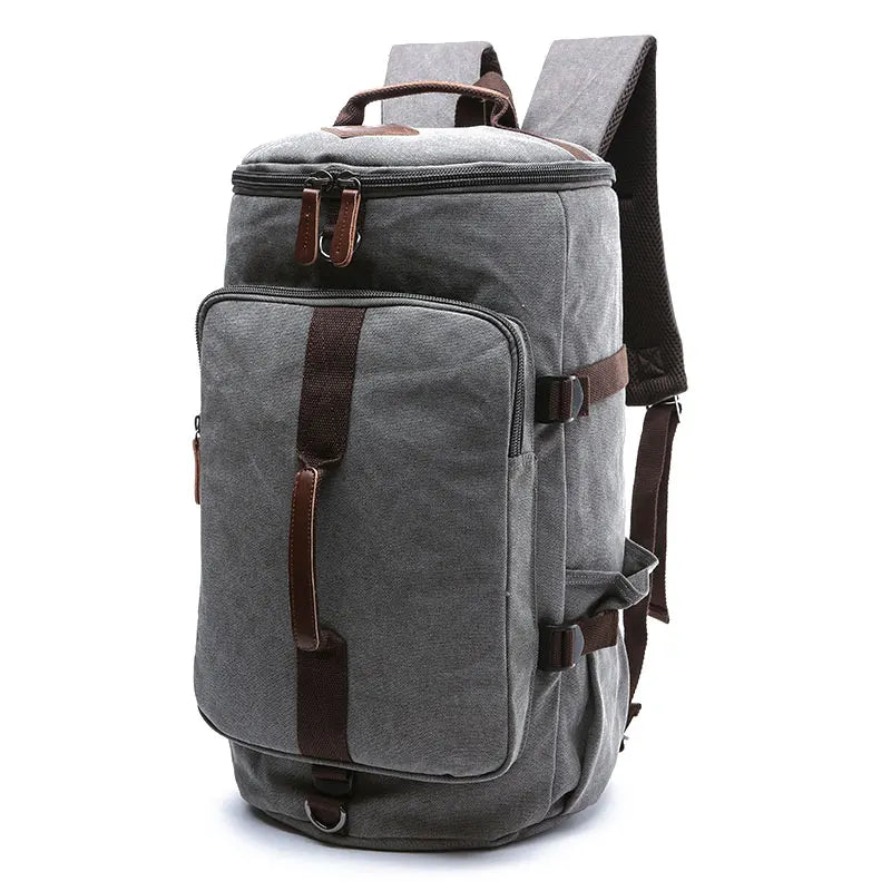 Large Men Cylinder Backpacks Canvas Luggage Shoulder Bags Duffle Hiking Camping Hunting Rucksack Travel Climbing Mountain Bags