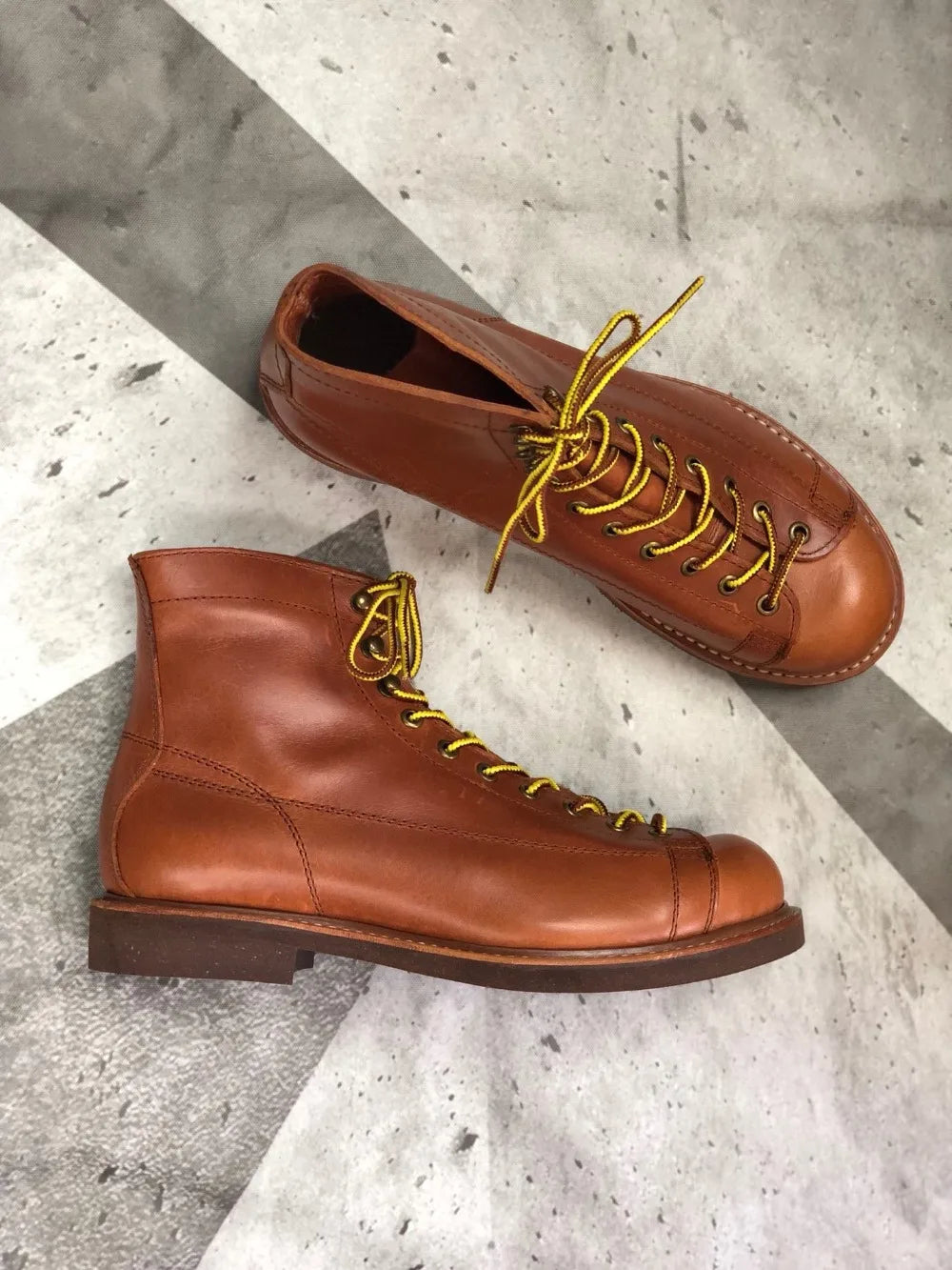 YQ2996 Rock Can Roll Size 35-49 Super Quality Genuine Italian Cow Leather Handmade Durable Goodyear Welted American Work Boots