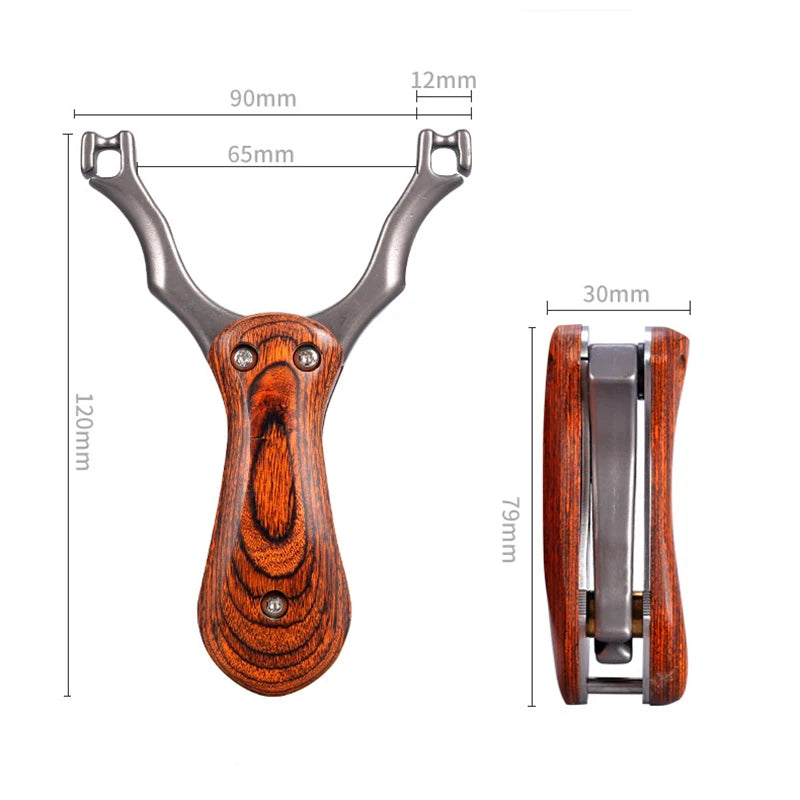 Traditional Stainless Steel Folding Slingshot Small and Portable Technology Wood Patch Slingshot Professional Outdoor Shooting