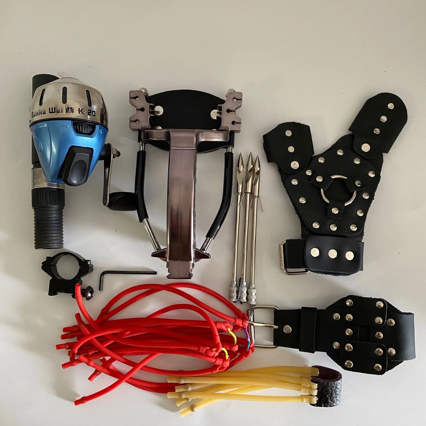 Hunting Slingshot Multi Function Hunting Crossbows Laser Rifle Toy With Darts Arrows Fishing Shooting Tool Professional Catapult