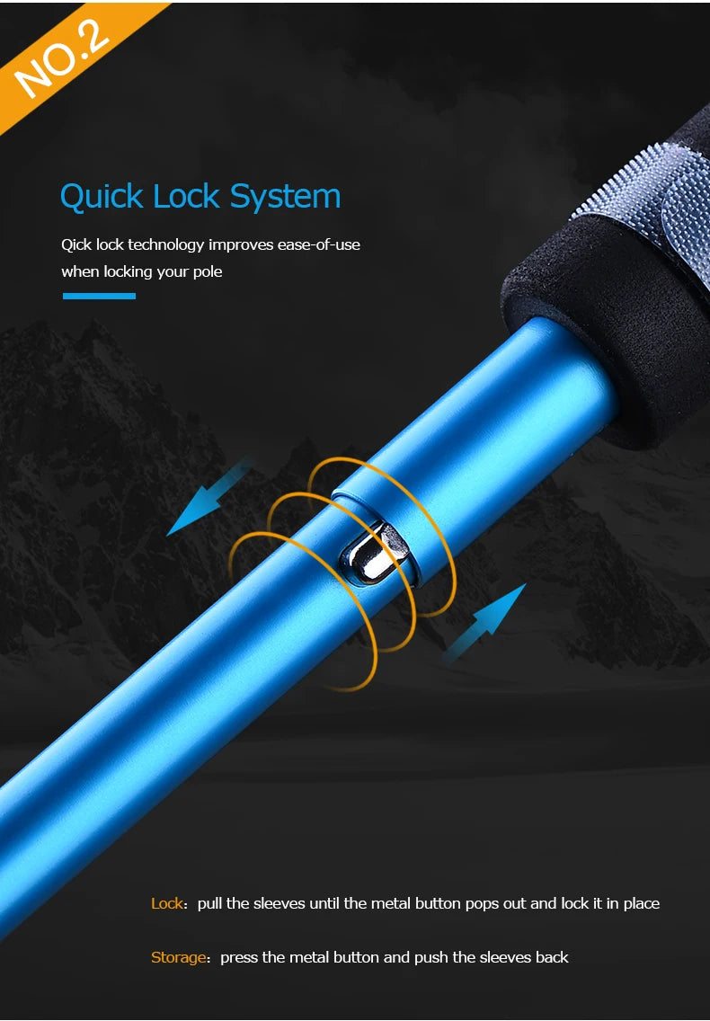 AONIJIE E4201 M-Pole Folding Ultralight Quick Lock Trekking Poles Hiking Pole Race Running Outdoor Walking Stick Carbon Fiber