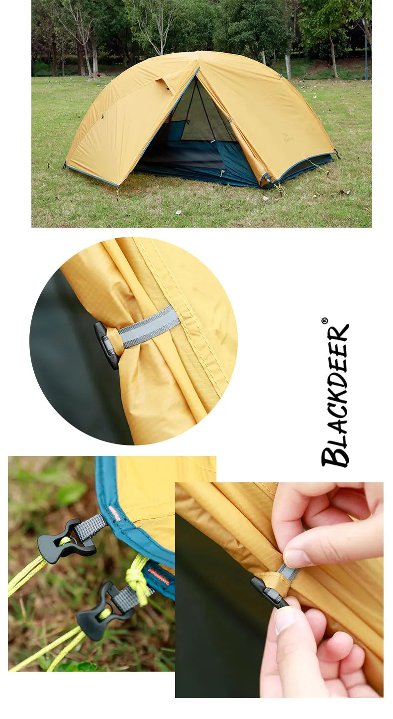 BLACKDEER 2 Person Ultralight Tent 20D Nylon Silicone Coated Fabric Waterproof Tourist Backpacking Outdoor Camping 1.47 Kg