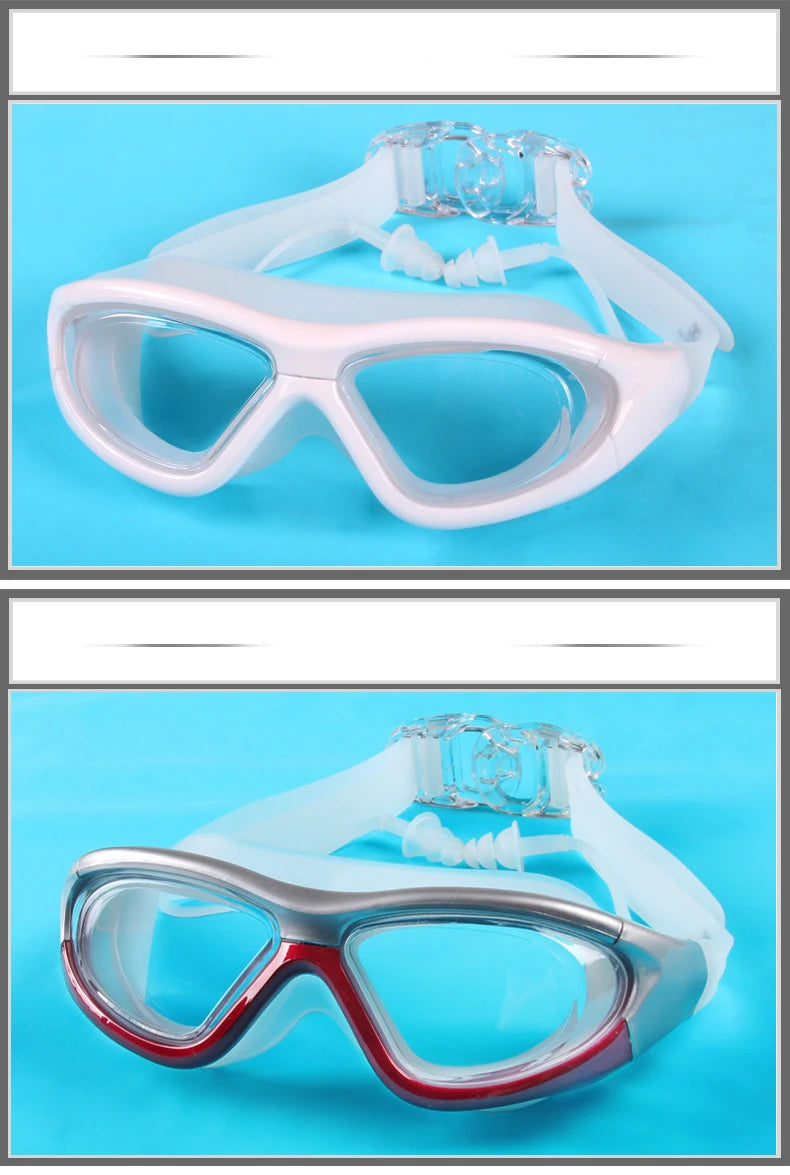 Adult Optical HD Swimming Goggles Anti-fog UV Protection Waterproof Silicone -2 To -9 Myopia Swim Eyewear Glasses with Earplug