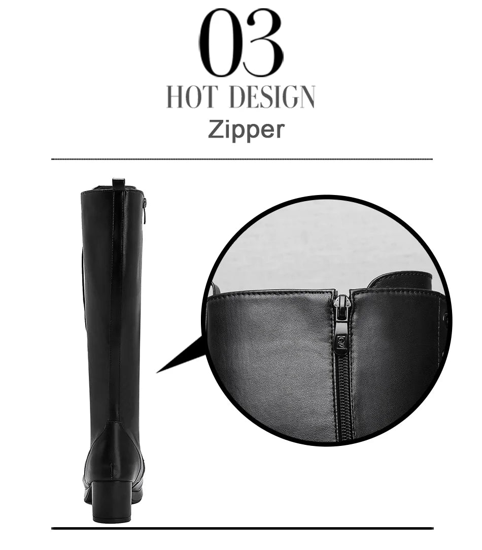 Gdgydh 2022 Autumn Lace-Up Women Motorcycle Boots Square To Low Heels Knee High Boots Winter Female Footwear Plus Large Size