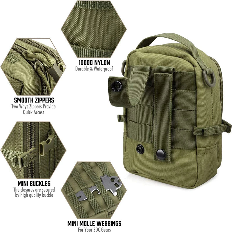 Tactical EDC Pouch Bag Universal Military Zipper Molle Hip Waist Bag Pocket Outdoor Camping Hunting Chest Bag Mini Army Backpack