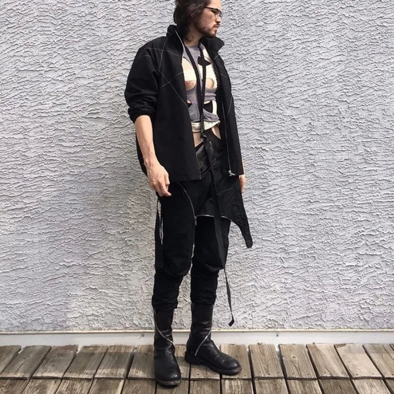 New Men Vintage Boots Round Toe Genuine Leather Mid-Calf Boot Punk Winter Handmade Black Motorcycle Biker Booties Zapatos Hombre