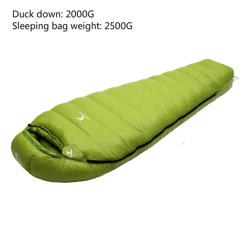 CADENO White Goose Down Filled Adult Mummy Style Sleeping Bag Fit for Winter  Autumn Thermal 10Kinds of Thickness Camping Travel