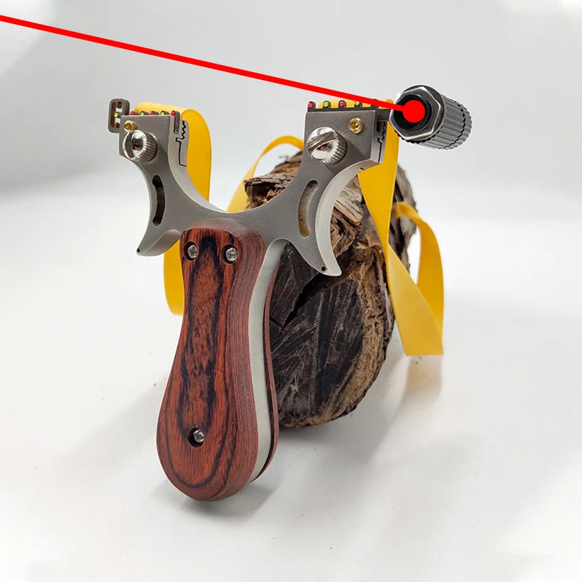 Upgraded Stainless Steel Slingshot with Laser Sight and Sniper Sight Flat Rubber Band Professional Outdoor Hunting Slingshot