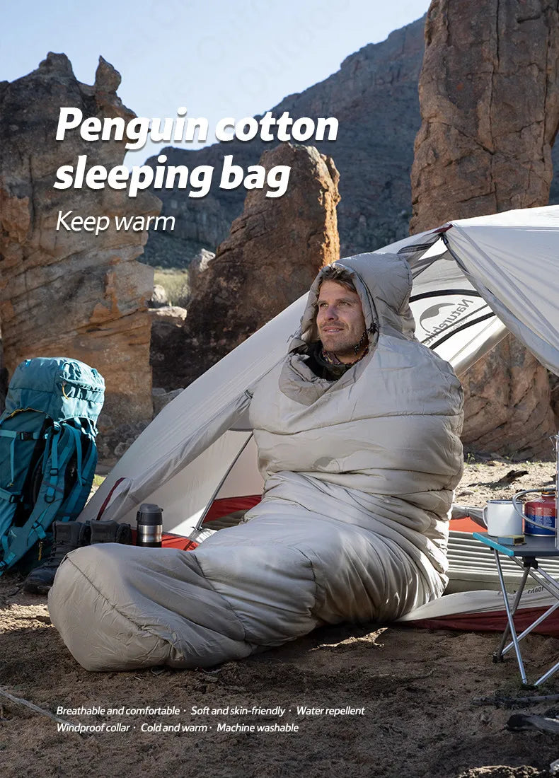 Naturehike Winter Mummy Sleeping Bag 6℃~-4℃ Keep Warm Breathable Soft Windproof Cotton for Outdoor Hiking Camping Sleeping Bag