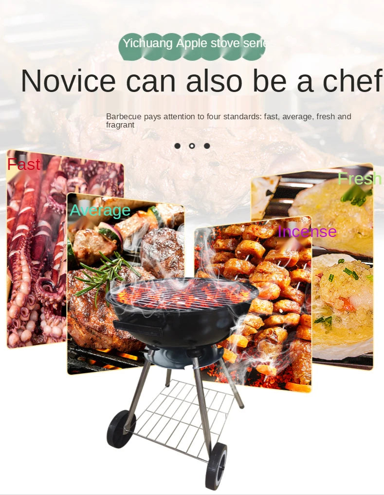 K-STAR New Portable Outdoor BBQ Grill Charcoal Firewood Popular Apple Shape Barbecue Grill 18 Inch Wholesale 2024 Dropshipping