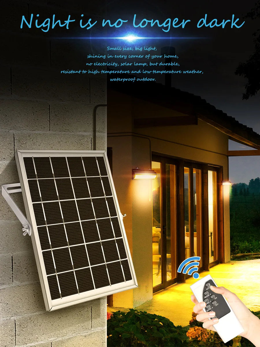 Double Head Solar Pendant Light Outdoor Waterproof Garden PIR Motion Sensor LED Floodlight Dimmable Remote Cord Solar Light Shed