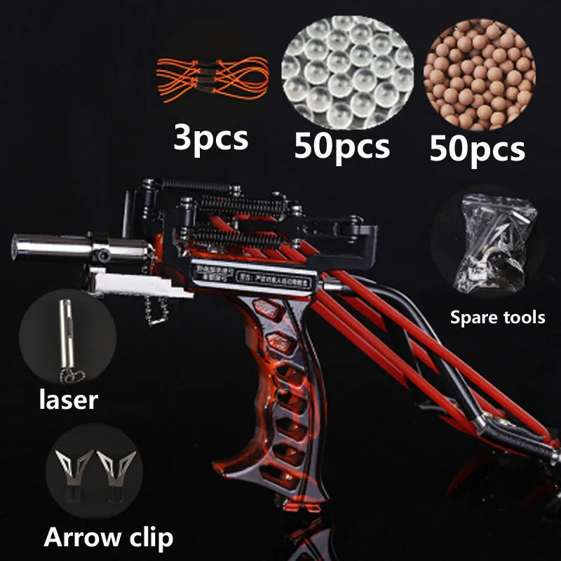 Strong Sling Shot with rubber band Powerful Hunting Fishing Laser Slingshot stainless steel slingshot professional Catapult