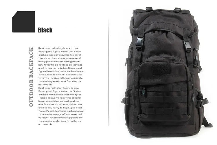 Tactical Men's Backpack, Cool Camping Gear,Waterproof Nylon, Trekking, Fishing, Hunting Bag, Molle Outdoor Bags, 50L