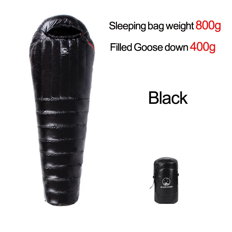Black Snow Cold Weather Upgraded High-grade White Goose Down Camping Sleeping Bags with Water Repellent Treatment Warm Insulated