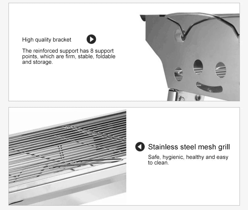 JOYLIVE Outdoor Stainless Steel Charcoal Grill Barbecue Tool Portable Free Installation Handle Folding  BBQ Cooking Grid  Park