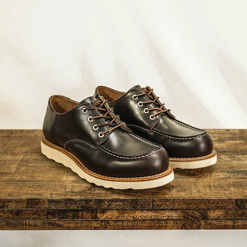 Durable Goodyear-Welted Stitchdown Rugged Style Work Boots Heritage Genuine Leather Moctoeboots Red For Men 1907 Shoes