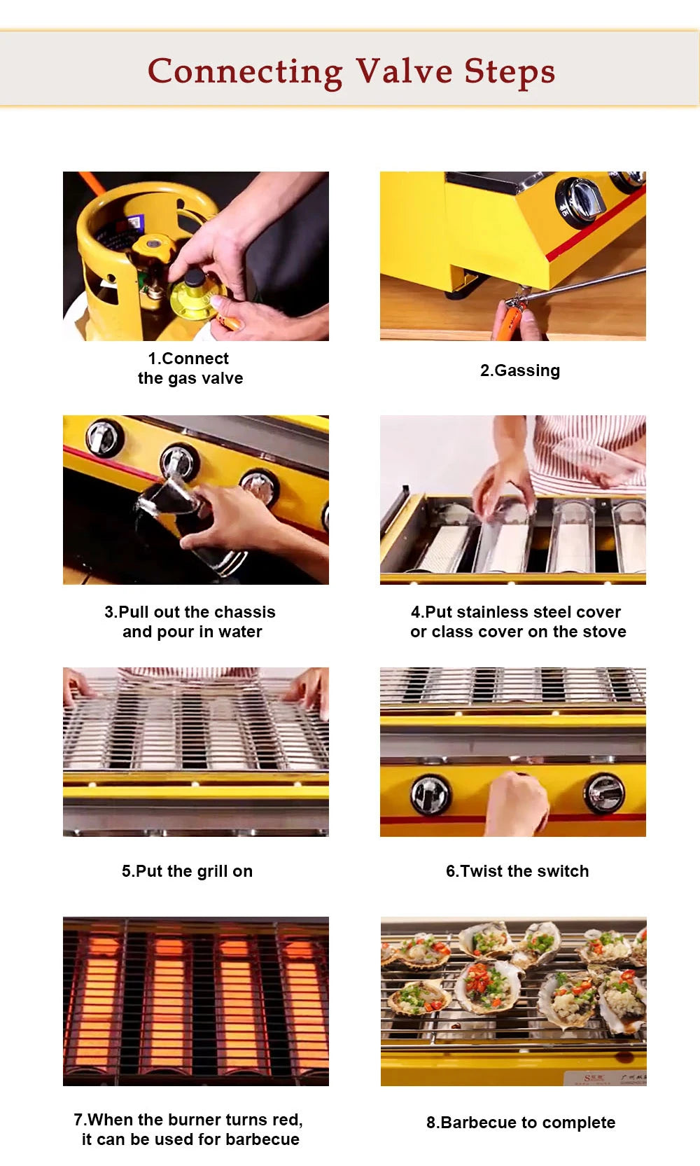 Smokeless LPG Grill 4 Burners Gas BBQ Stove Barbecue Tools For Outdoors Ceramic Burners With Stainless Steel or Glass Covers