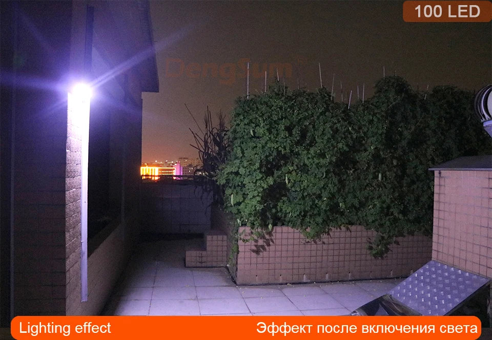 4 sides 100LEDs 3 modes glow PIR motion sensor solar wall light garden solar energy lamp always on at night outdoor street lamp