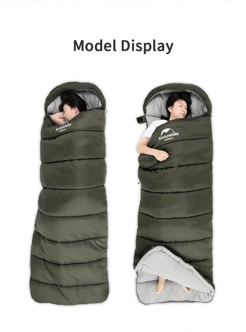 Naturehike Sleeping Bag Ultralight Winter Envelope Spliceable Sleeping Bag for Outdoor Camping Adult Waterproof Cotton Quilt