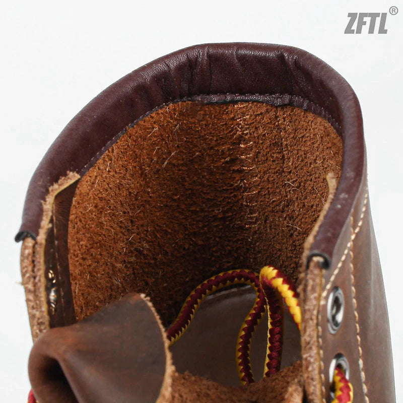 ZFTL Men's Ankle Boots American retro tooling boots Casual Crazy Horse Leather Men's Boots Vintage Man Lace up Boots 2025