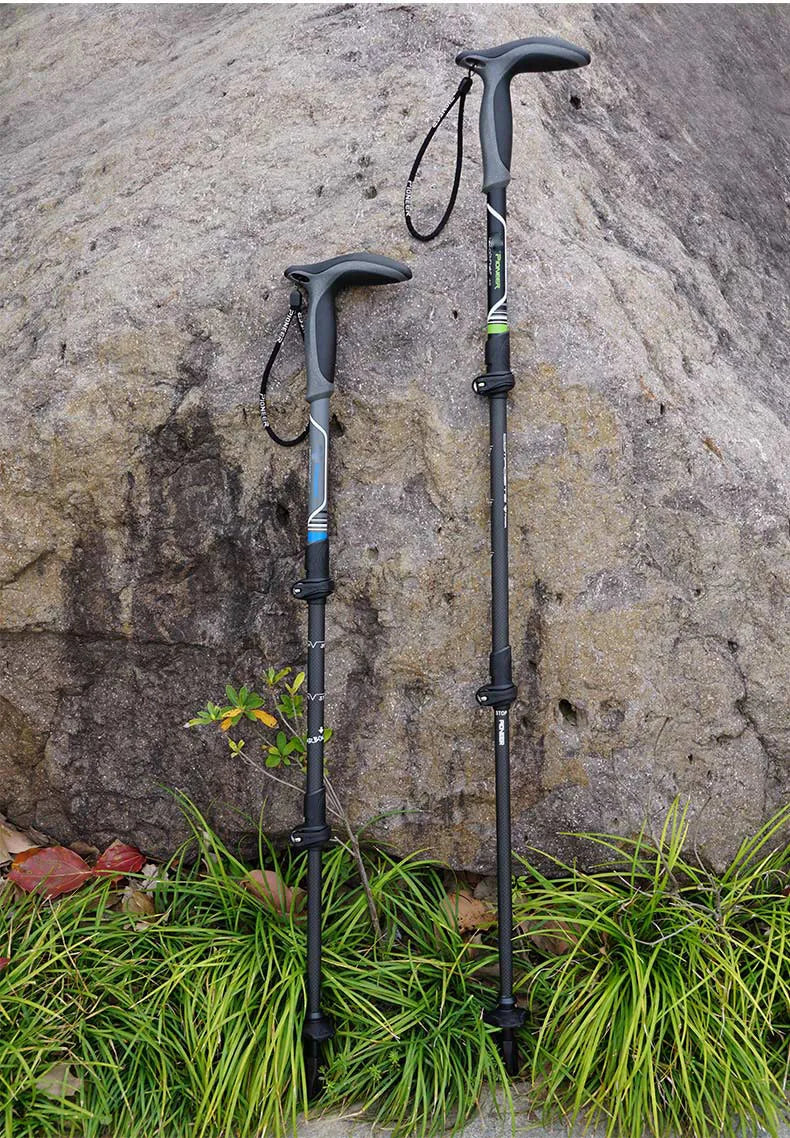 Elder T Handle Carbon Fiber Walking Sticks Tourism Cane Telescopic Trekking Nordic Walking Pole Hiking Crutches Bar Ultralight