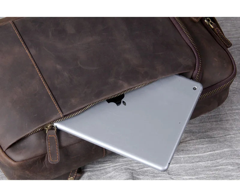 Vintage Crazy Horse Genuine Leather Backpack Men Backpack Laptop Leather Daily Bagpack Male Rucksack Trave Hiking Knapsack Large