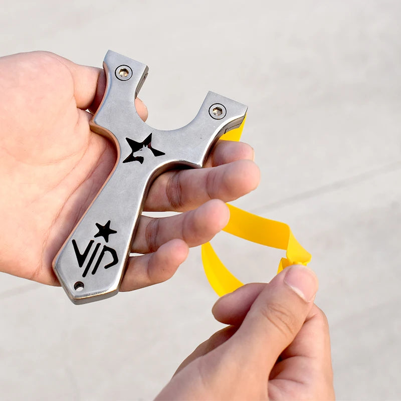 304 Stainless Steel Horse Head Slingshot Set with Rubber Band Line Cutting Integrated Straight Slingshot for Outdoor Shooting