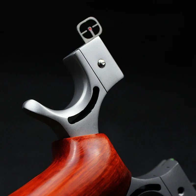 Hunting Slingshot Set Stainless Steel Catapult + Wood Handle with Rubber Band Outdoor High Precise Shooting Games