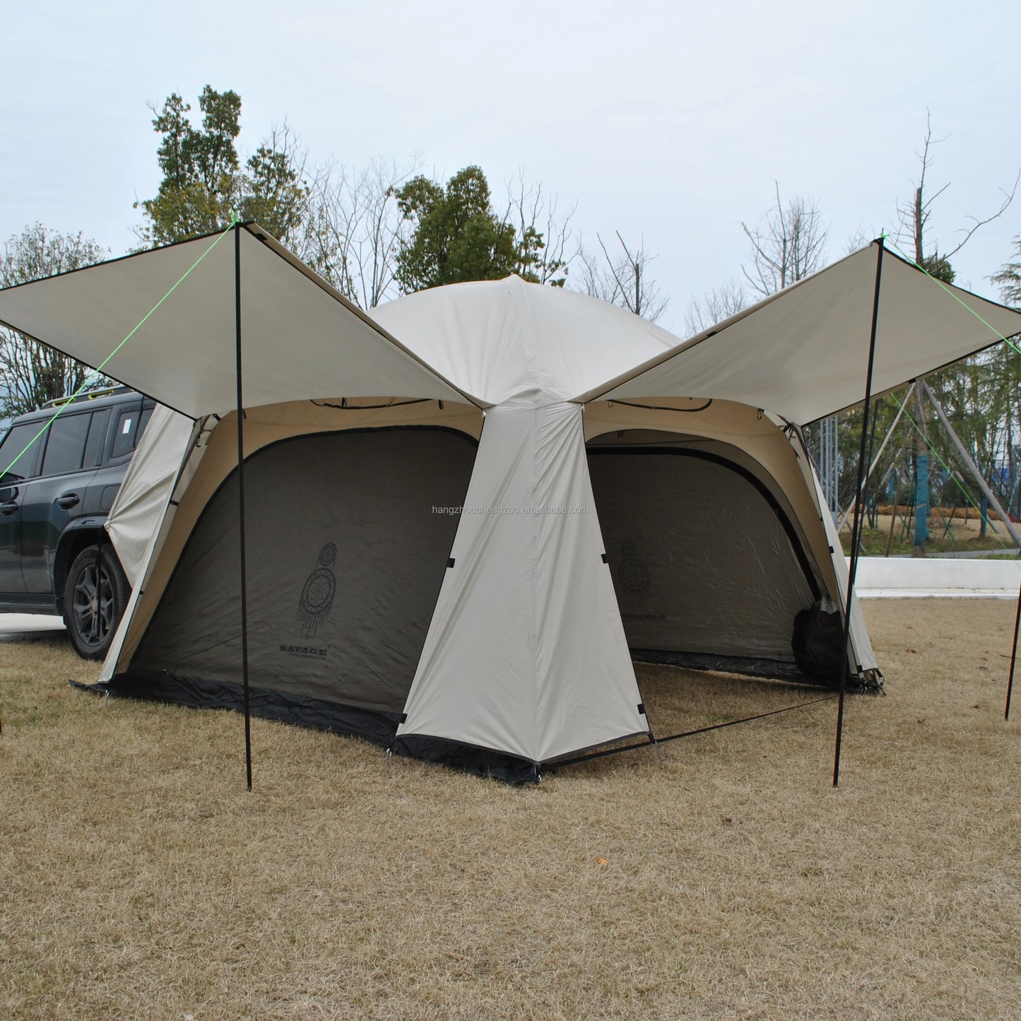 Tiple Layers SUV Tent Car Camping Car Tent - Tailgate Tent SUV Tents for Camping,4 Person Car Rear Tent, Car Tents with Canopy