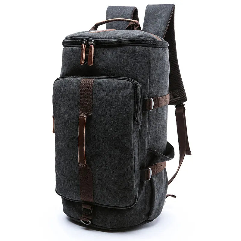Large Men Cylinder Backpacks Canvas Luggage Shoulder Bags Duffle Hiking Camping Hunting Rucksack Travel Climbing Mountain Bags
