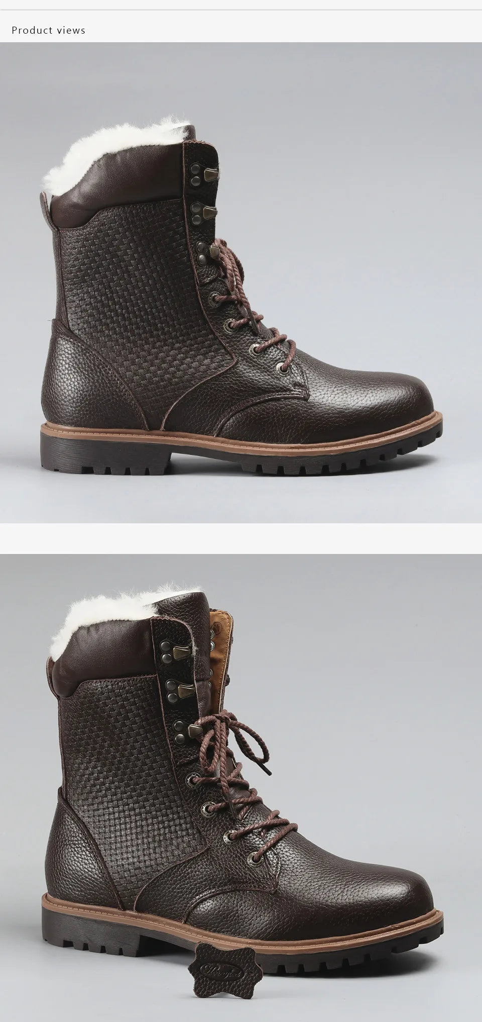 Motorcycle Male Boots velvet Winter Men warm Leather Tooling Shoes Fashion Retro Mid- Calf Male Motorcycle Punk Boots Rock Shoes