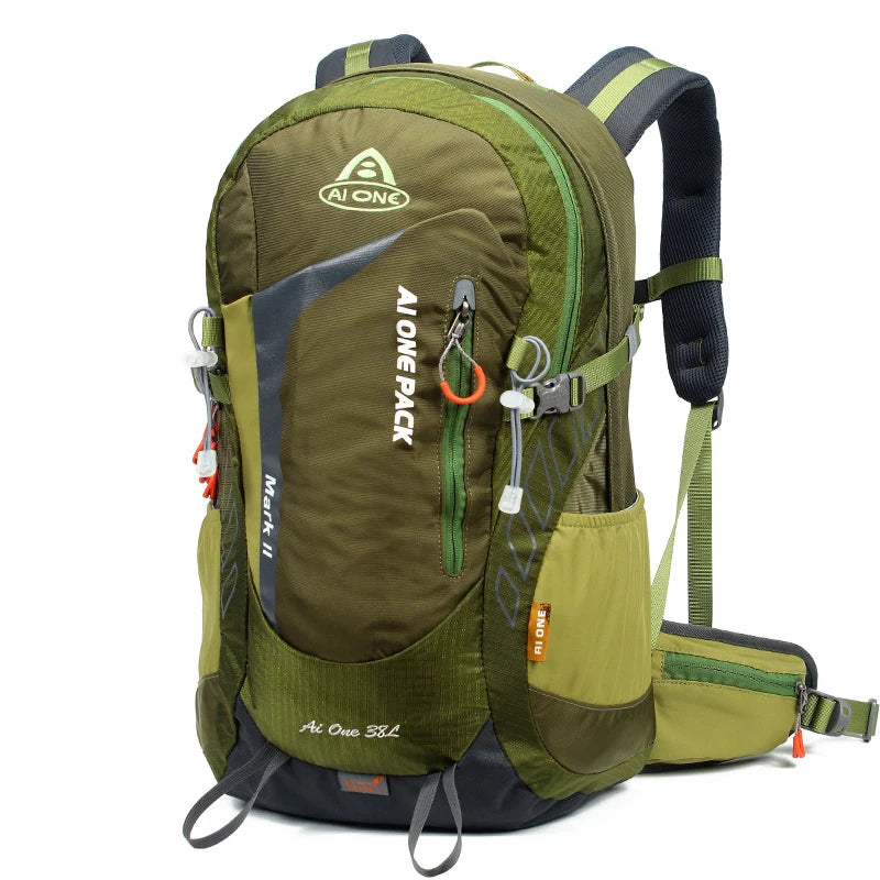 38L Climbing Bag Hiking Camping Backpack with Raincover Tourist Rucksack Athletes Flatpack Tramping Pack Mountain Backpack