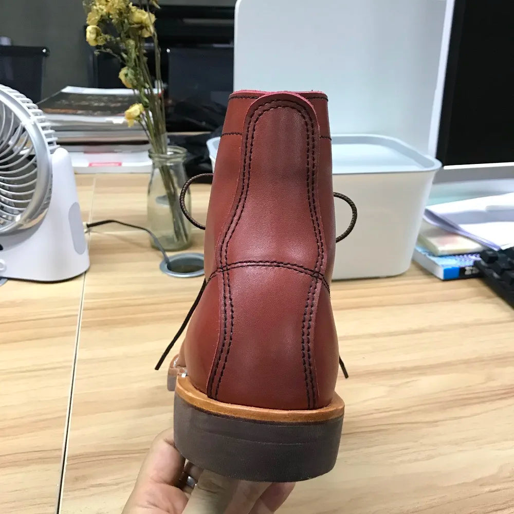 YQ2996 Rock Can Roll Size 35-49 Super Quality Genuine Italian Cow Leather Handmade Durable Goodyear Welted American Work Boots