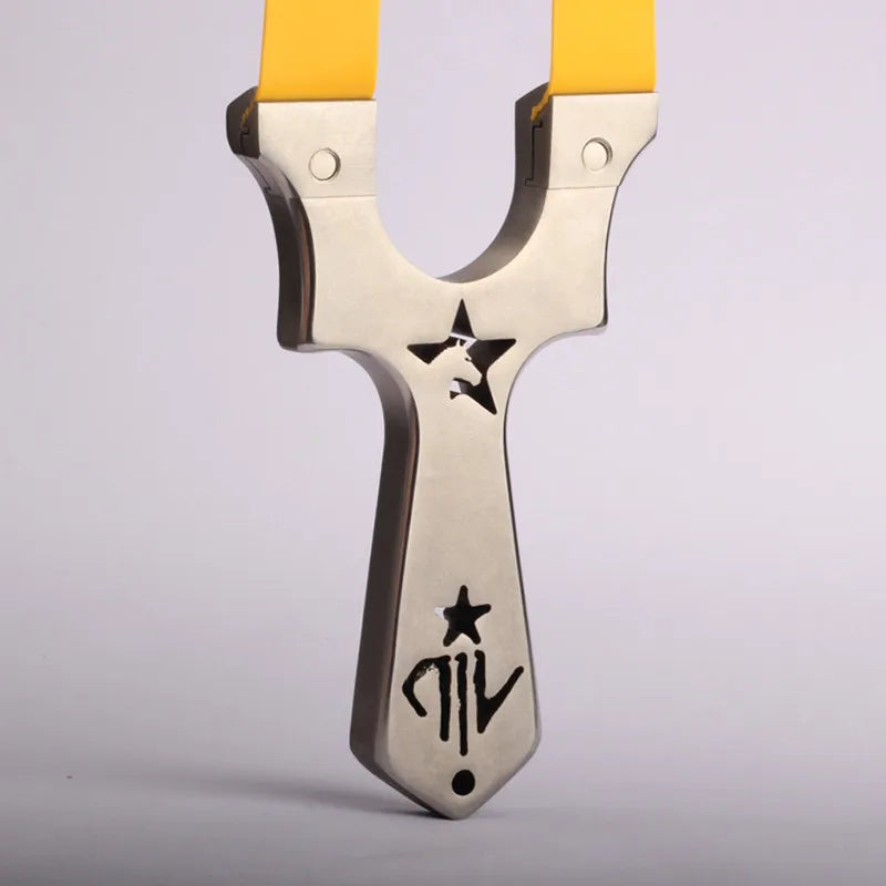 304 Stainless Steel Horse Head Slingshot Set with Rubber Band Line Cutting Integrated Straight Slingshot for Outdoor Shooting