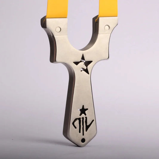 304 Stainless Steel Horse Head Slingshot Set with Rubber Band Line Cutting Integrated Straight Slingshot for Outdoor Shooting