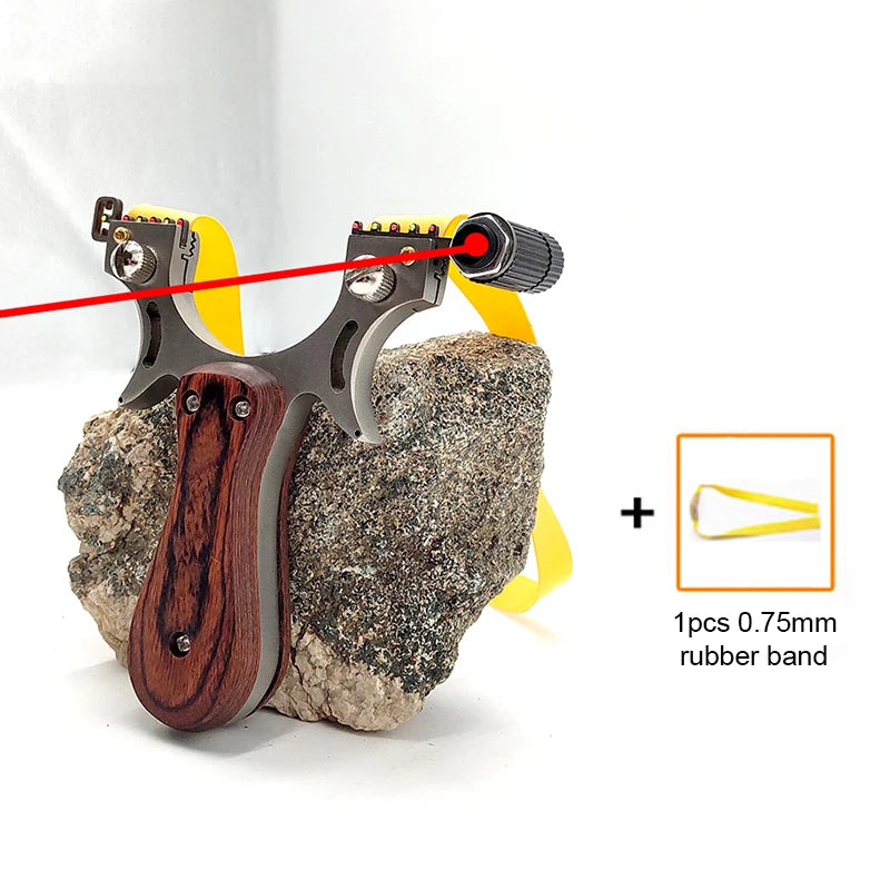Upgraded Stainless Steel Slingshot with Laser Sight and Sniper Sight Flat Rubber Band Professional Outdoor Hunting Slingshot