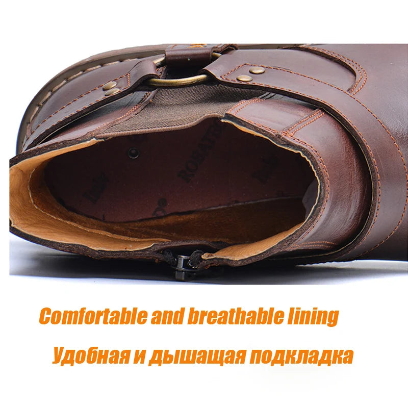 ZFTL NEW Men's Casual boots Genuine Leather Men's autumn and winter handmade High-top boots lager size men's Chelsea boots 0153