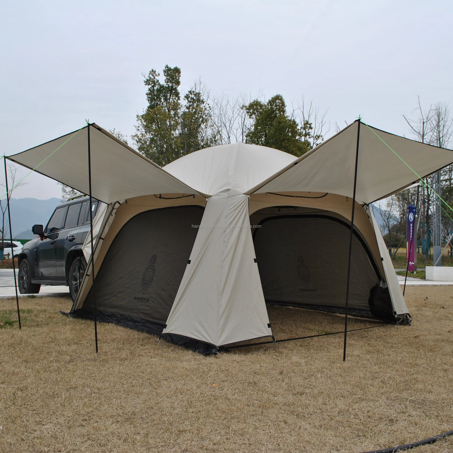 Tiple Layers SUV Tent Car Camping Car Tent - Tailgate Tent SUV Tents for Camping,4 Person Car Rear Tent, Car Tents with Canopy