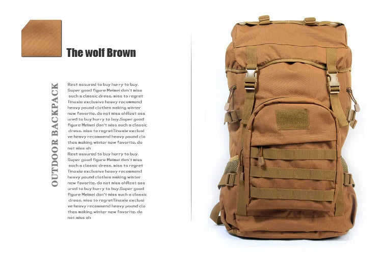 Tactical Men's Backpack, Cool Camping Gear,Waterproof Nylon, Trekking, Fishing, Hunting Bag, Molle Outdoor Bags, 50L