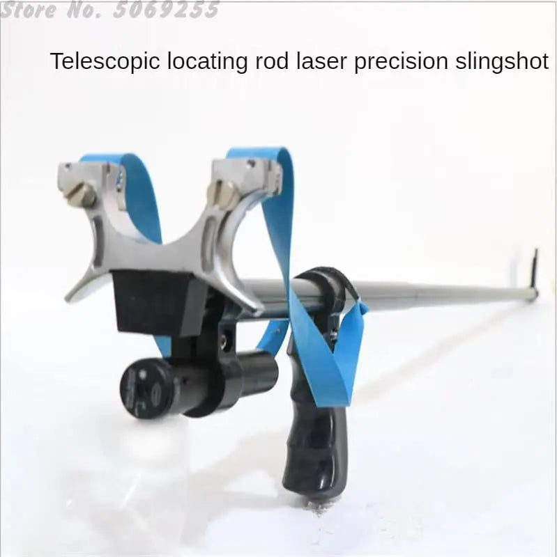 New Laser Aiming Slingshot Powerful Outdoor Hunting Competition Catapult  Use Flat Rubber Band Long Pole Telescopic Slingshot