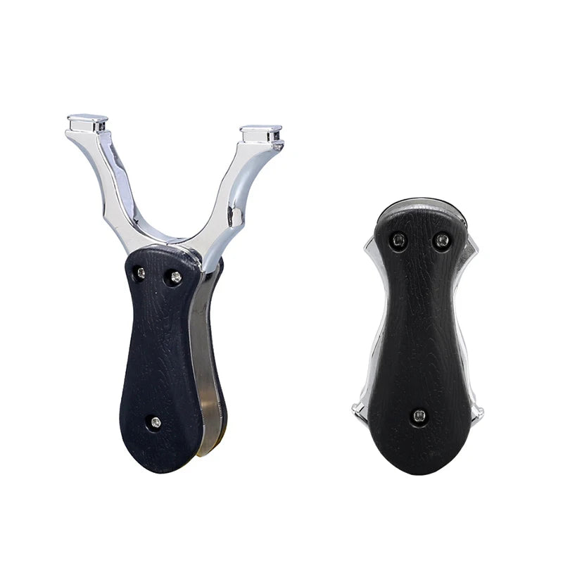 Folding Flat Rubber Band Slingshot Resin Patch + Alloy Catapult Head Portable Shrink Slingshot Precision Outdoor Shooting