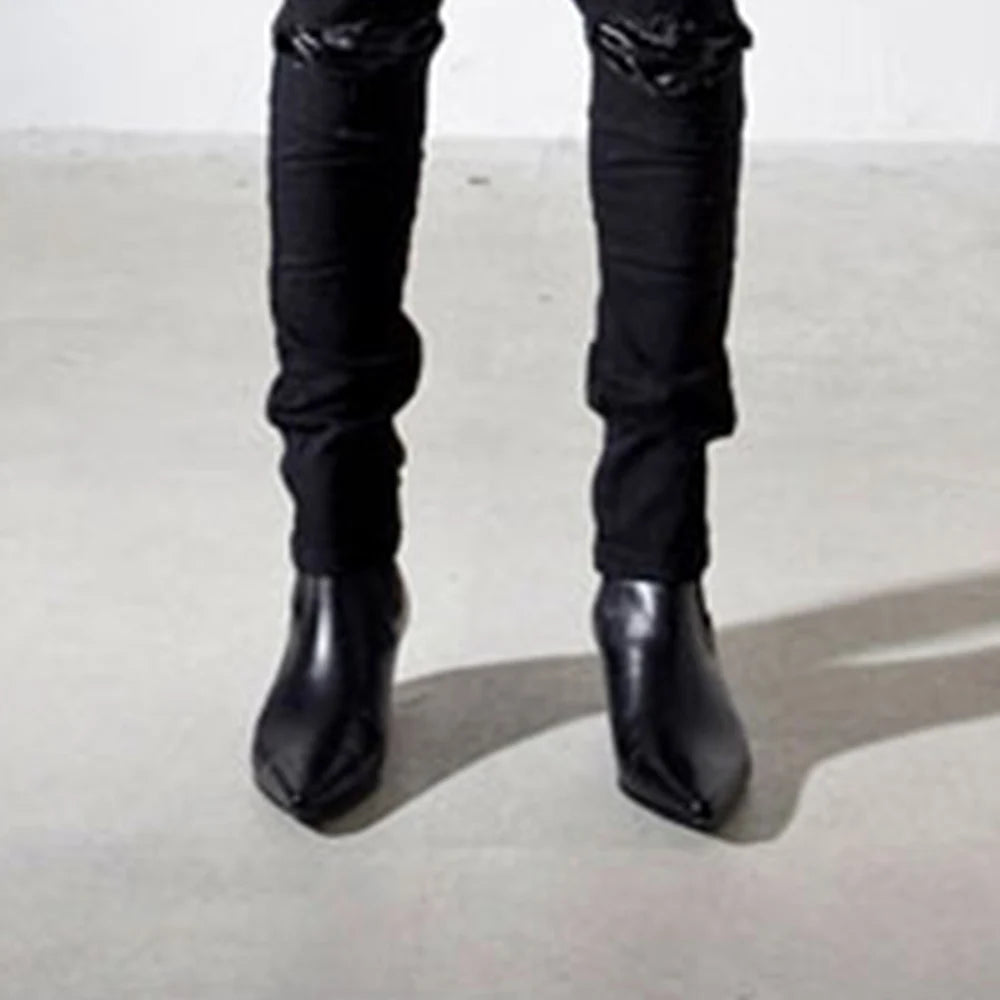 6CM high-heeled Men's Shoes Boots Korean Style Leather Boots Men High-top Fashion Business Short Boots Men Pointed Toe