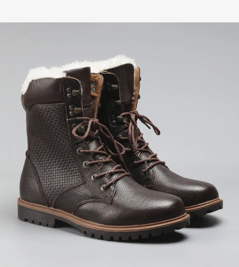 Motorcycle Male Boots velvet Winter Men warm Leather Tooling Shoes Fashion Retro Mid- Calf Male Motorcycle Punk Boots Rock Shoes