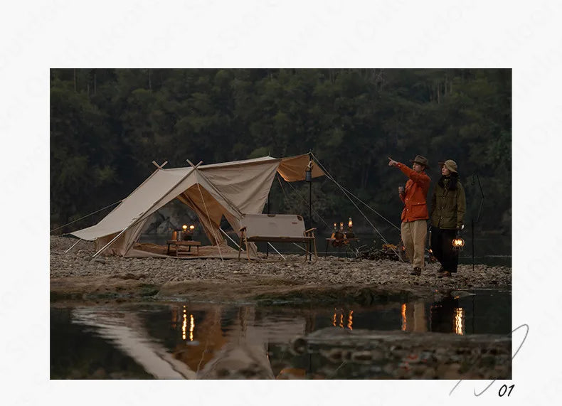 Naturehike Cotton A-Frame Ridge Tent Extended 4.8 3-season Camping Tent with Awning 2 Persons Family Outdoor Travel Waterproof