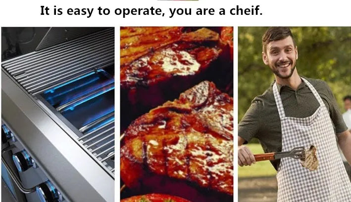 Luxury Outdoor Grill for Courtyard, Build-in Gas BBQ Grill,Stainless Steel 304